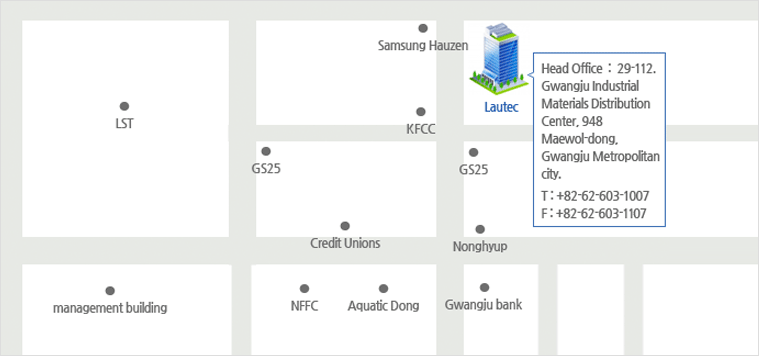L#112 Section 29, Gwangju Industrial Materials Distribution Center, 948 Maewol-dong, Seo-gu, Gwangju Metropolitan City 